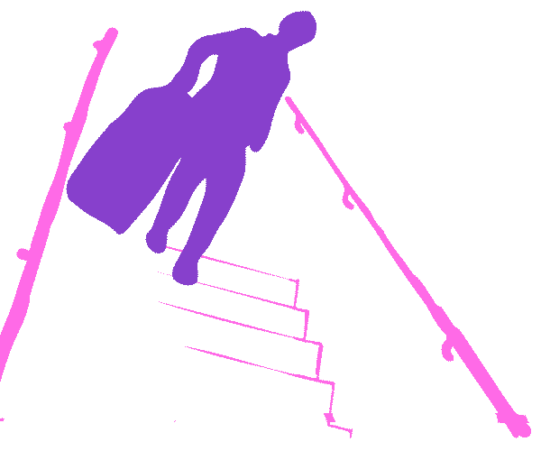 階段を降りる人のＧＩＦアニメ animated gif go down the stairs with heavy baggage/